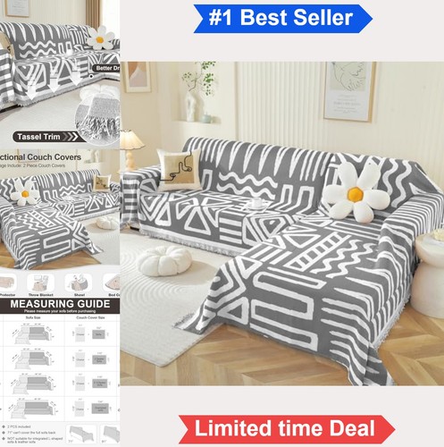Boho sectional couch cover - sectional, 2